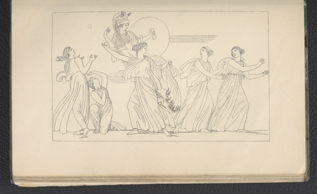 Ein Buchumschlag mit einer leuchtenden Illustration einer Gruppe von Frauen, die in harmonischen, synchronisierten Posen tanzen.