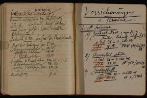 Offenes Buch mit handgeschriebenen deutschen Militär-Tagebucheinträgen aus dem frühen 20. Jahrhundert, enthaltend Text- und numerische Daten.