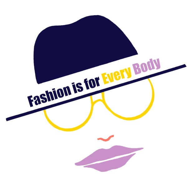 Ein Logo mit einem stilisierten Gesicht und der Aufschrift "Fashion is for Every Body".