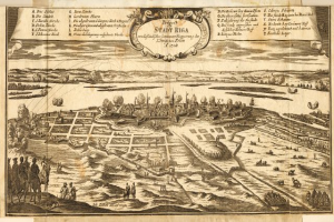 Ein detaillierter alter Stadtplan von Stuttgart, Deutschland, der die Stadtlayout mit Straßen, Gebäuden, Menschen, Bäumen, Wasser und Text zeigt, der historische, kulturelle und touristische Informationen bereitstellt.
