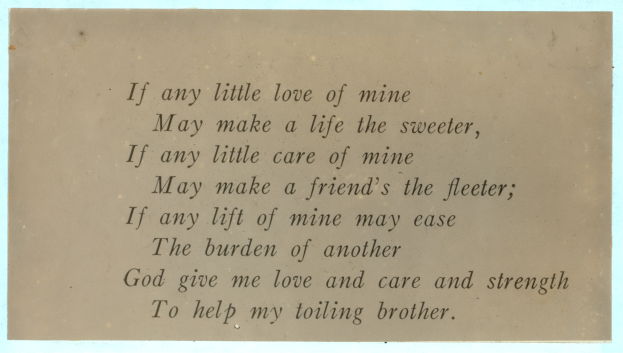 Handgeschriebener Text auf Papier: "Wenn auch nur eine kleine Liebe von mir ein Leben süßer machen kann", symbolisiert Hoffnung und Resilienz.