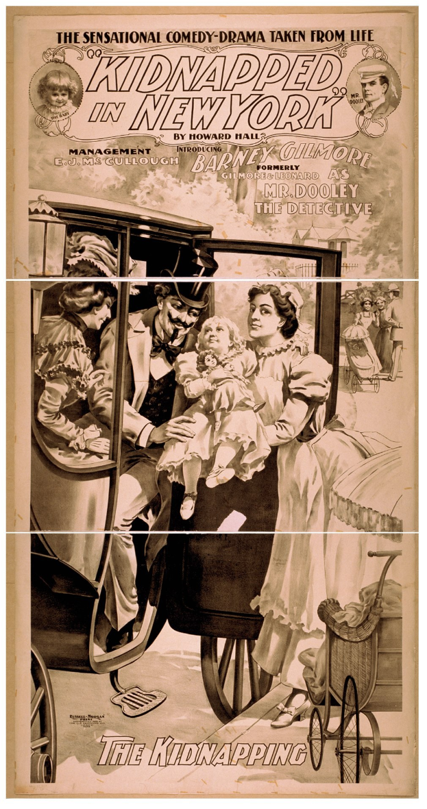 Plakat für den Film "Entführt in New York" zeigt eine Gruppe besorgter Menschen in einem Fahrzeug mit dem Titel über dem Bild in ged├Ąmpften Farben.