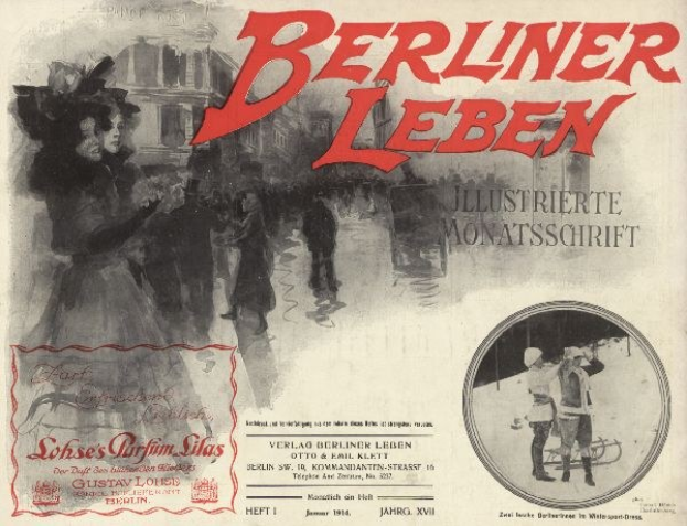 Altes Buch mit dem Titel 'Berliner Leben' und einem Foto von Menschen in traditioneller deutscher Tracht auf dem Cover und deutschem Text auf dem Rücken.